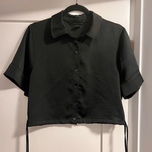 House of Harlow 1960 Black Crop Drawstring Top